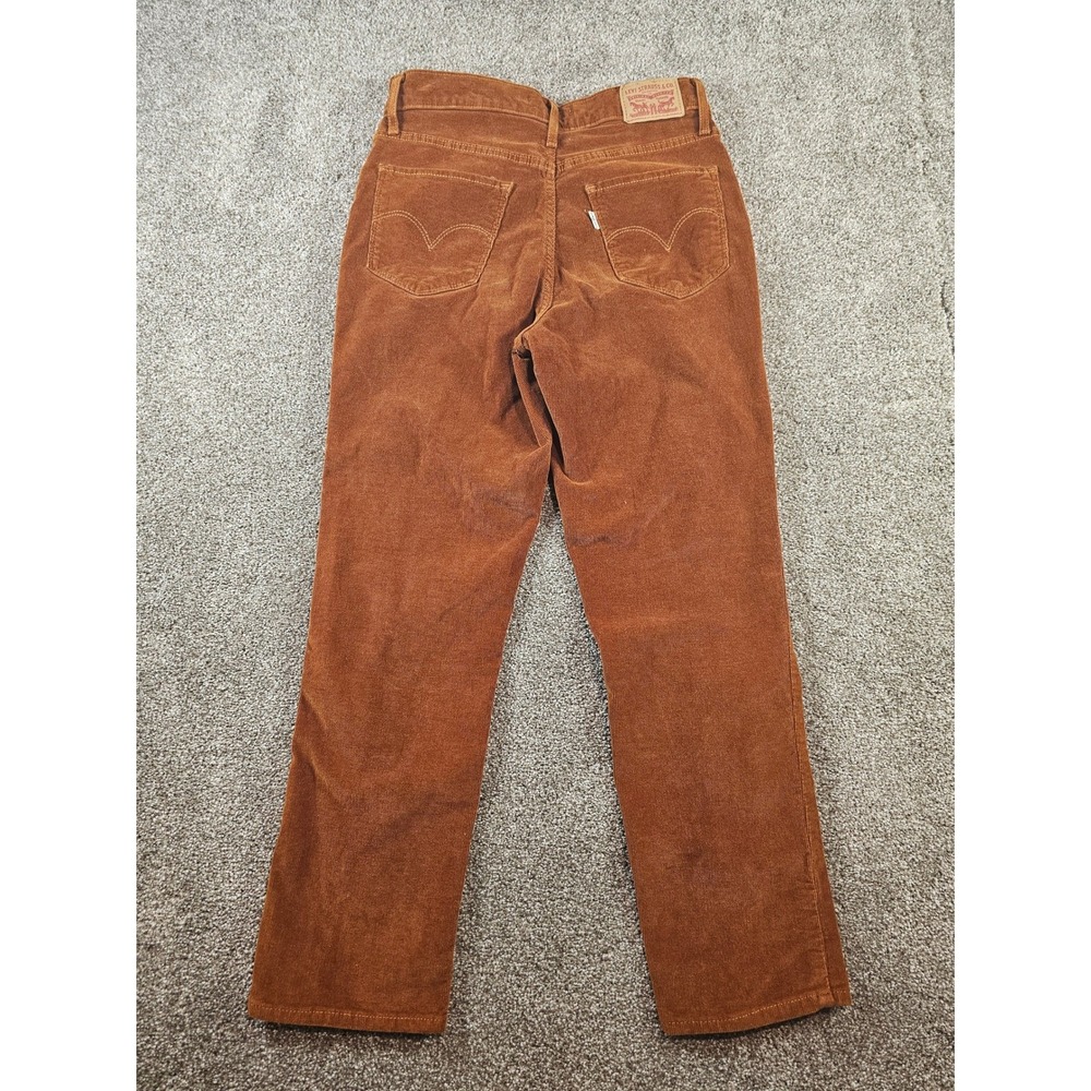Levis 724 High Rise Straight Corduroy Pants Rust Orange Button Fly 27 79066-0003 - Picture 5 of 15